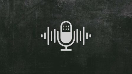 Illustration of microphone on chalkboard