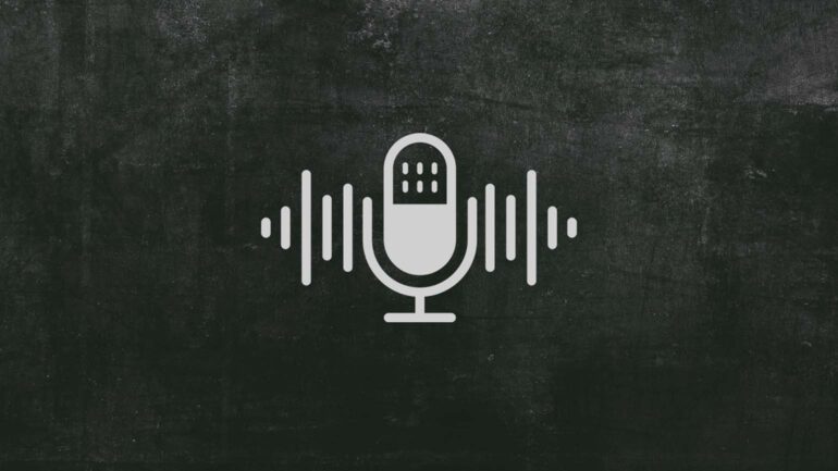 Illustration of microphone on chalkboard
