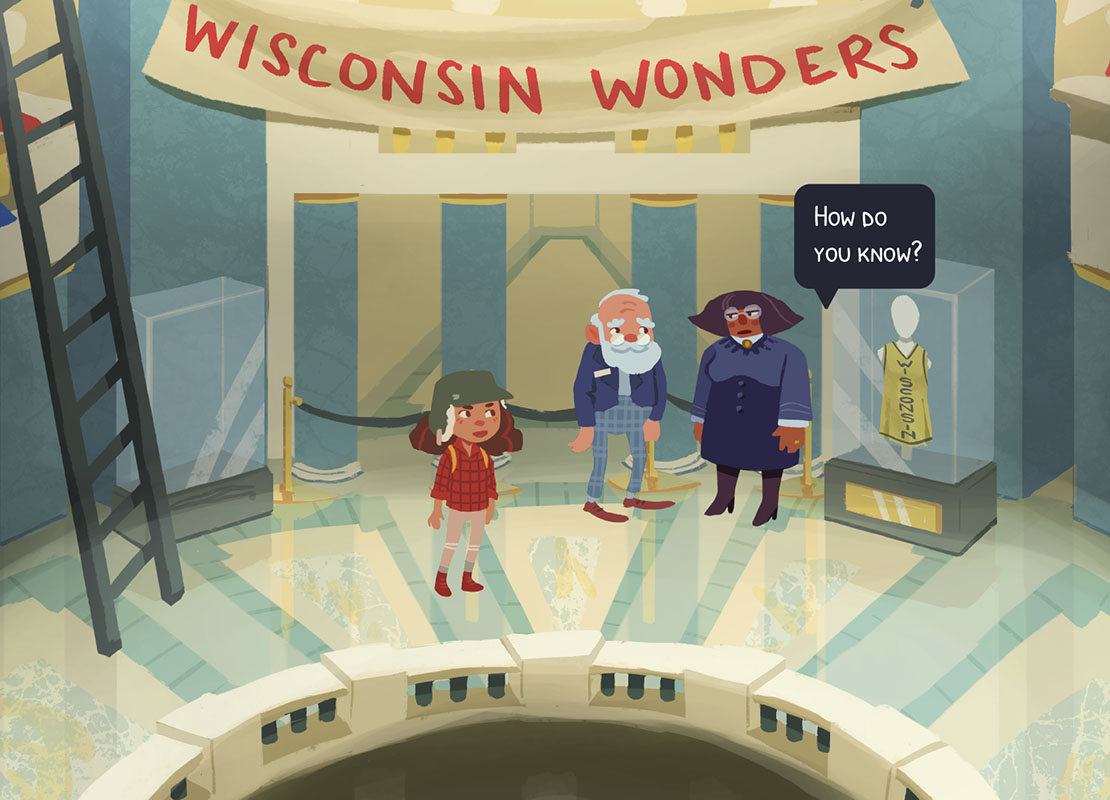Illustration of Jo Wilder and other characters in the Capitol