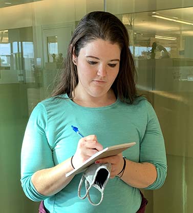 Using a notepad to take notes