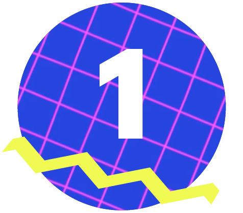 Colorful circle with pattern and zigzag with the number one in the center