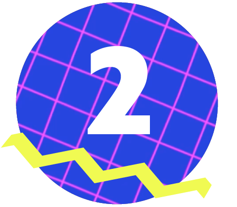 Colorful circle with pattern and zigzag with the number two in the center