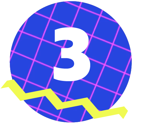 Colorful circle with pattern and zigzag with the number three in the center