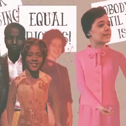 Illustration of Vel Phillips and friends