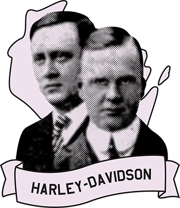 Illustrated portrait of Bill Harley and Arthur Davidson