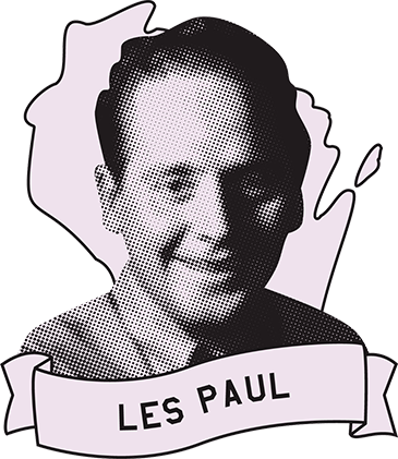 Illustrated portrait of Les Paul